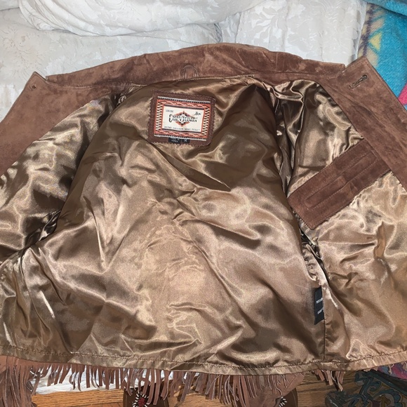 80s CHEVIGNON NATIVE FRINGED WESTERN SUEDE JACKET - Picture 6 of 10